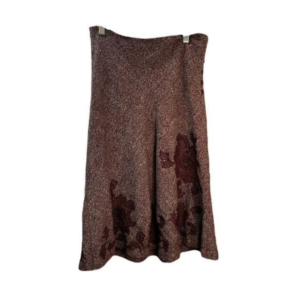 Express Burgundy‎ Lace Appliqué Tweed Skirt Size 8